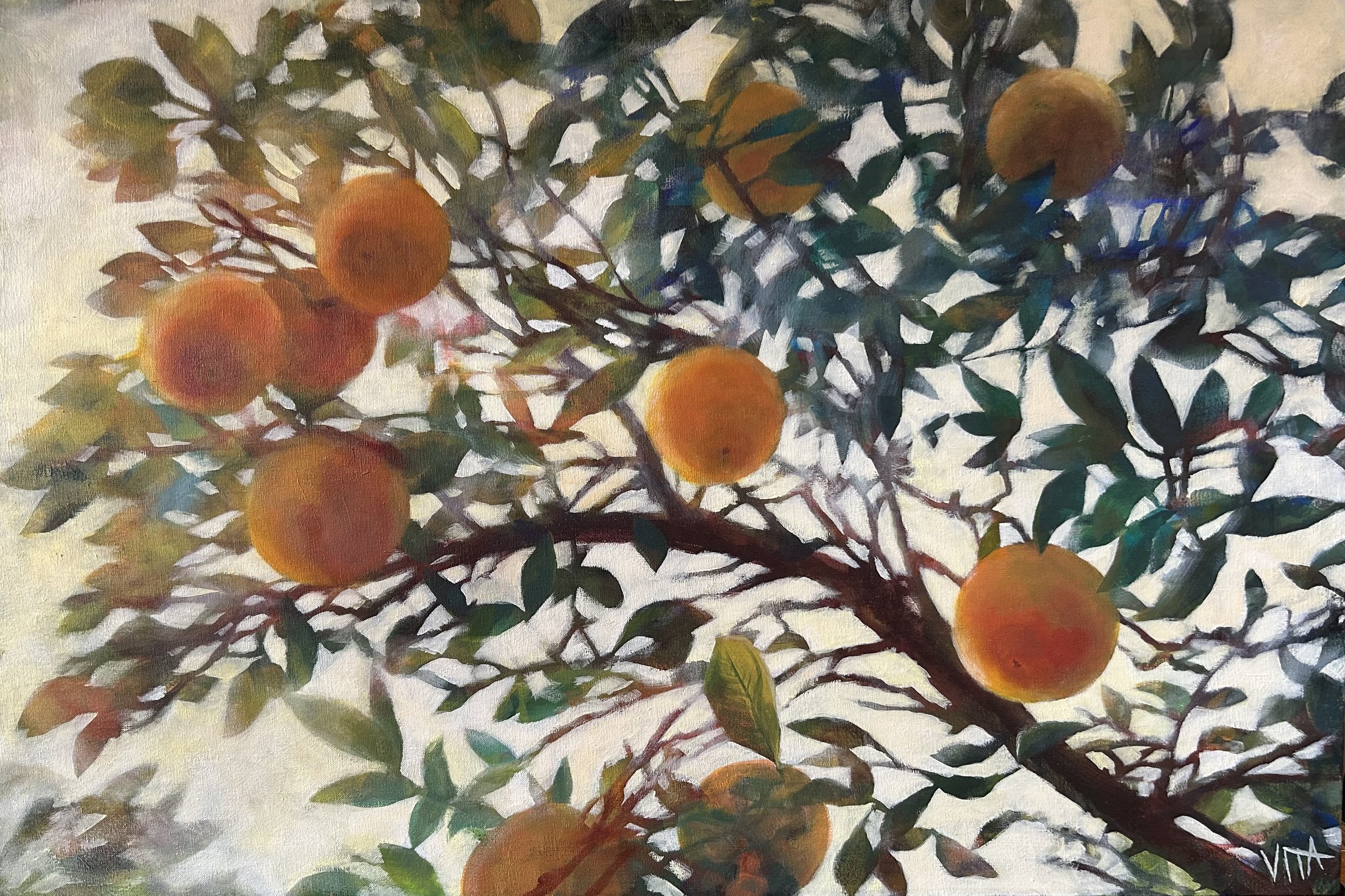 SOLD, The Orange Tree, Acrylic on Canvas, Copyright 2023 Hirschten