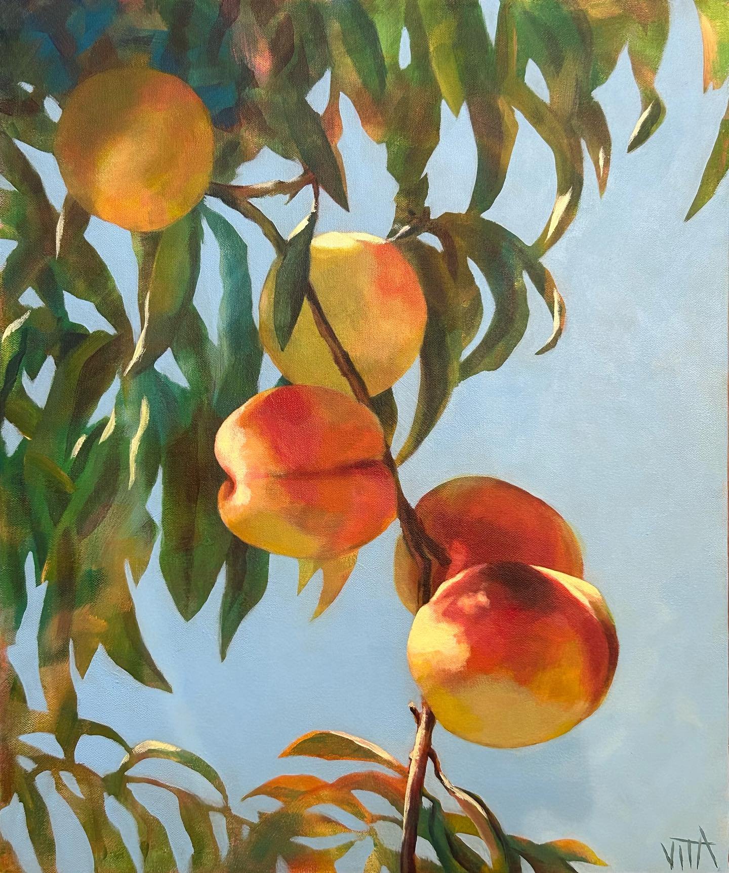 Sold, Peachy Keen, Acrylic on Canvas, 18" x 24" Copyright 2023 Hirschten