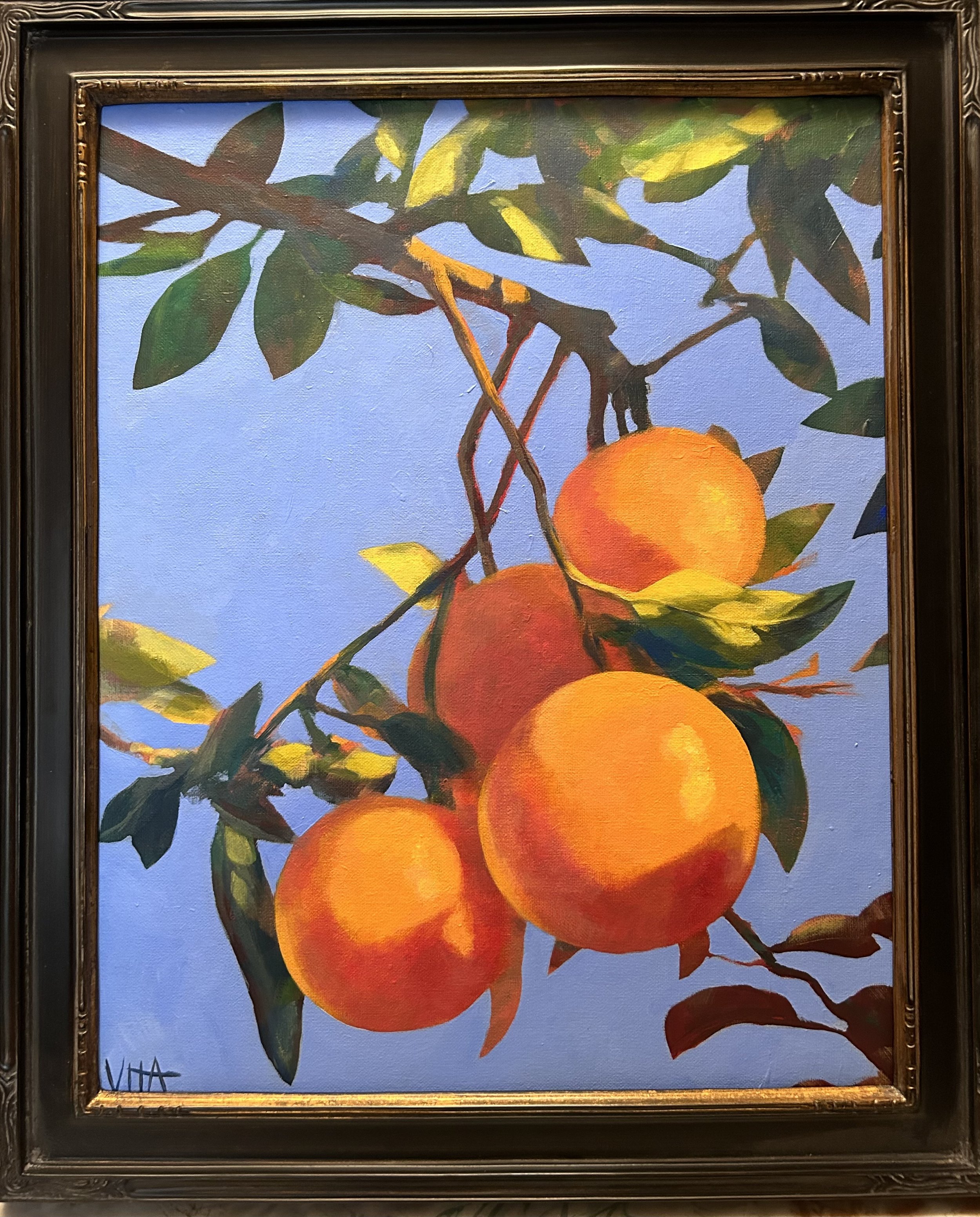 SOLD, Oranges in the Sun, Acrylic on Canvas, Copyright 2024 Hirschten