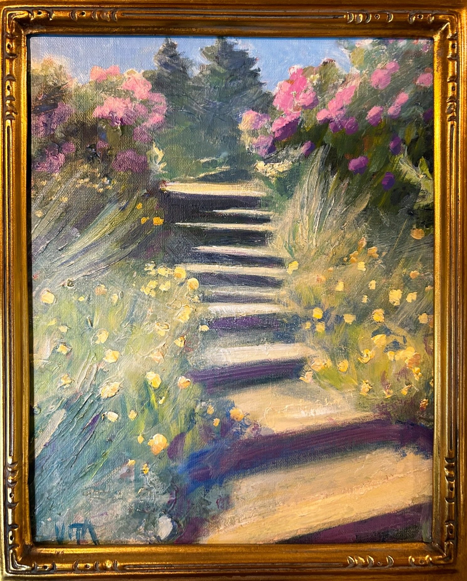 SOLD, The Garden Steps, Acrylic on Canvas, Copyright 2020 Hirschten