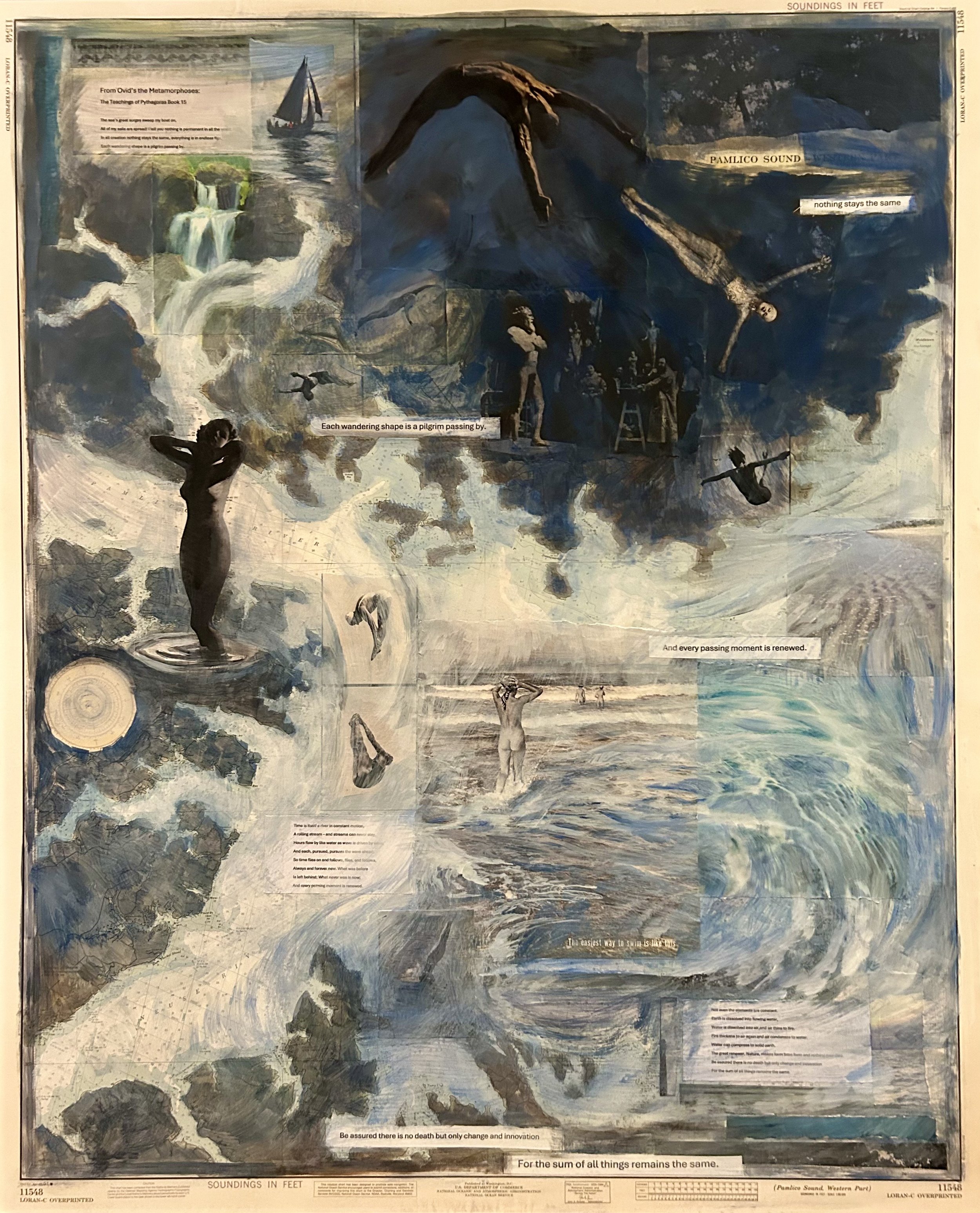 SOLD, Pamlico Sound, Mixed Media on Board, Copyright 2025 Hirschten