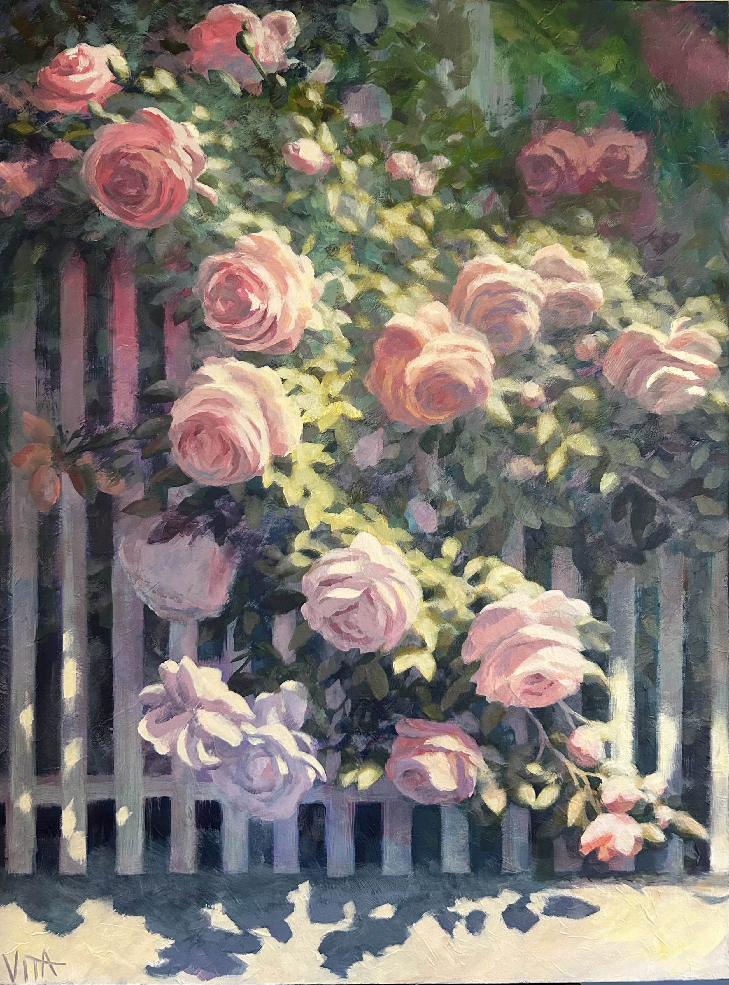 SOLD, Abundance Roses, Acrylic on Canvas, Copyright 2025 Hirschten