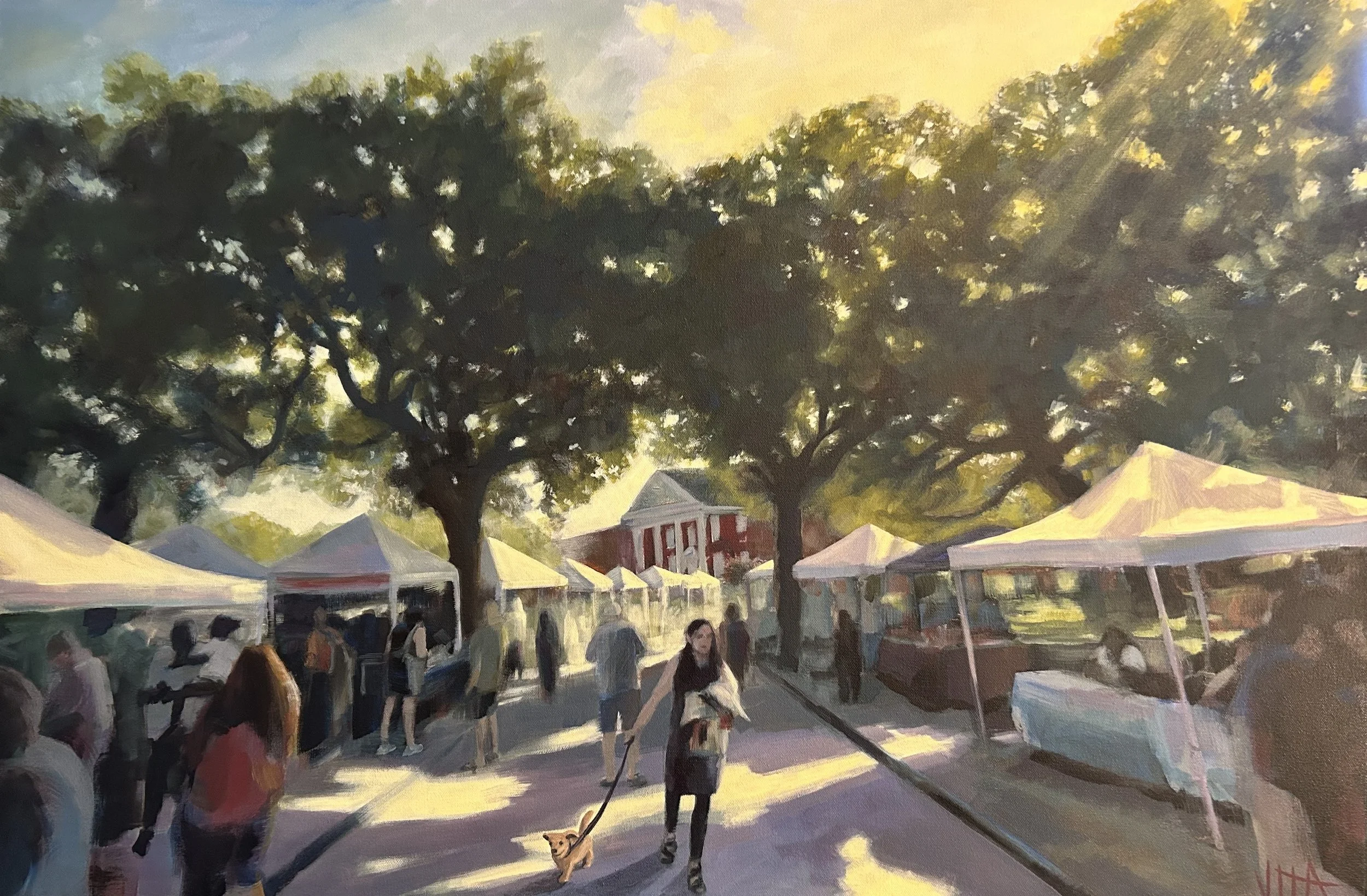 SOLD, The Beaufort NC Farmer's Market, Acrylic on Canvas, Copyright 2025 Hirschten