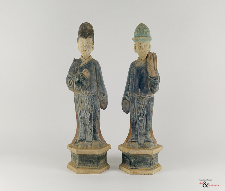 Two Glazed Ming Dynasty Pottery Sculptures, c. 1368-1645
