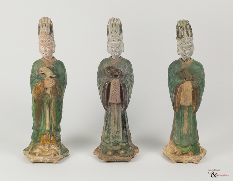 Three Glazed Ming Dynasty Horoscopic Pottery Sculptures,  c. 1368-1644