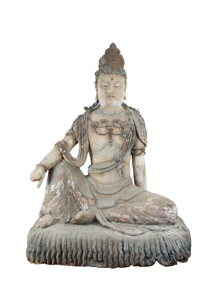A Painted Clay Ming Dynasty Sculpture of Guanyin, c. 1368-1644
