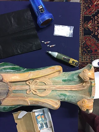  Tools of the trade: micro-drill, phial,&nbsp;light-proof bags and torch. 