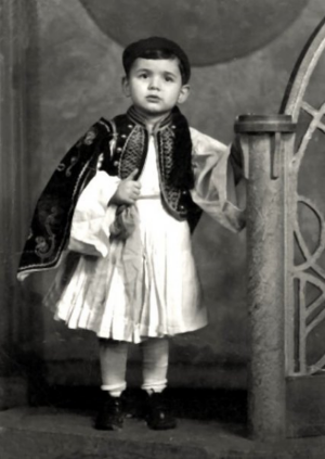 Zenos Frudakis at age five in traditional Greek Evzone&nbsp;costume.
