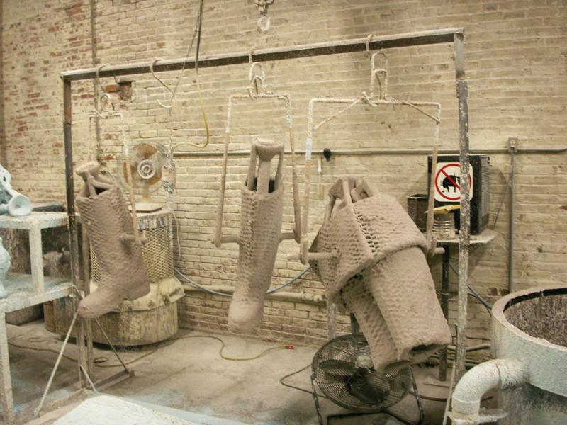 Ceramic molds are made on the wax models.