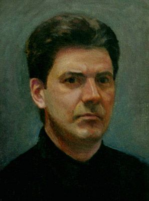 Zenos Frudkais, self portrait, painting