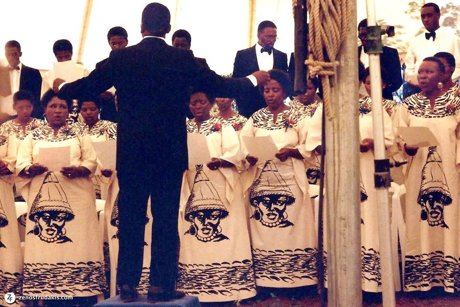   Choir singing at the dedication of the sculpture of Dr. Martin Luther King at the American Embassy in Pretoria.  