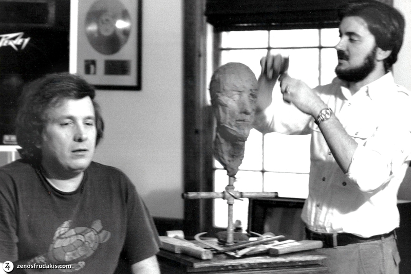 Zenos Frudakis sculpting singer/song writer Don McLean. 