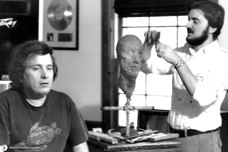 Zenos Frudakis sculpting singer/song writer Don McLean.