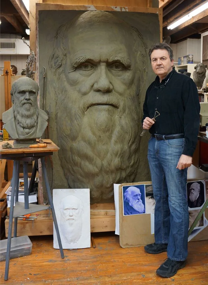 Darwin, portrait sculpture