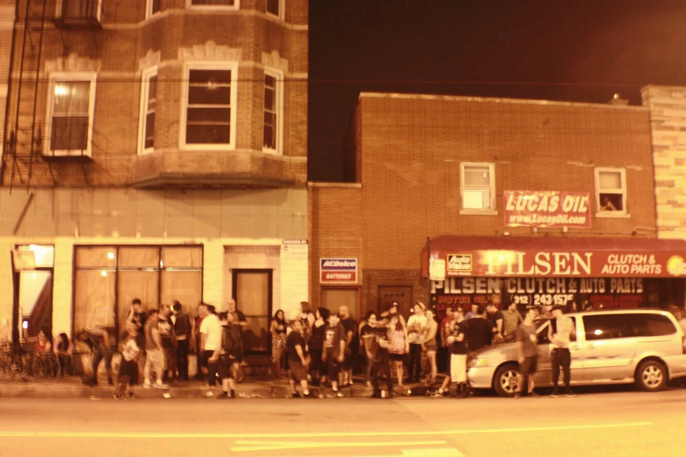 The crowd outside Mt. happy. This is earlier in the night, and I kept growing as it progressed. 