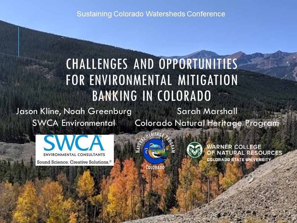 Jason Kline, SWCA Environmental Consultants Sarah Marshall, Colorado Natural Heritage Program