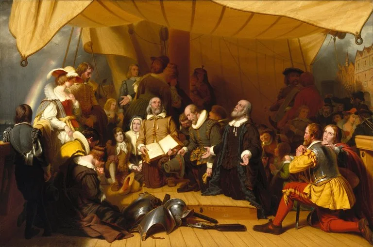 Embarkation of the Pilgrims, Robert Weir, American, 1857