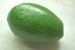 Unripe avocado - we try to buy them unripe, then let them ripen on the kitchen counter for a few days.