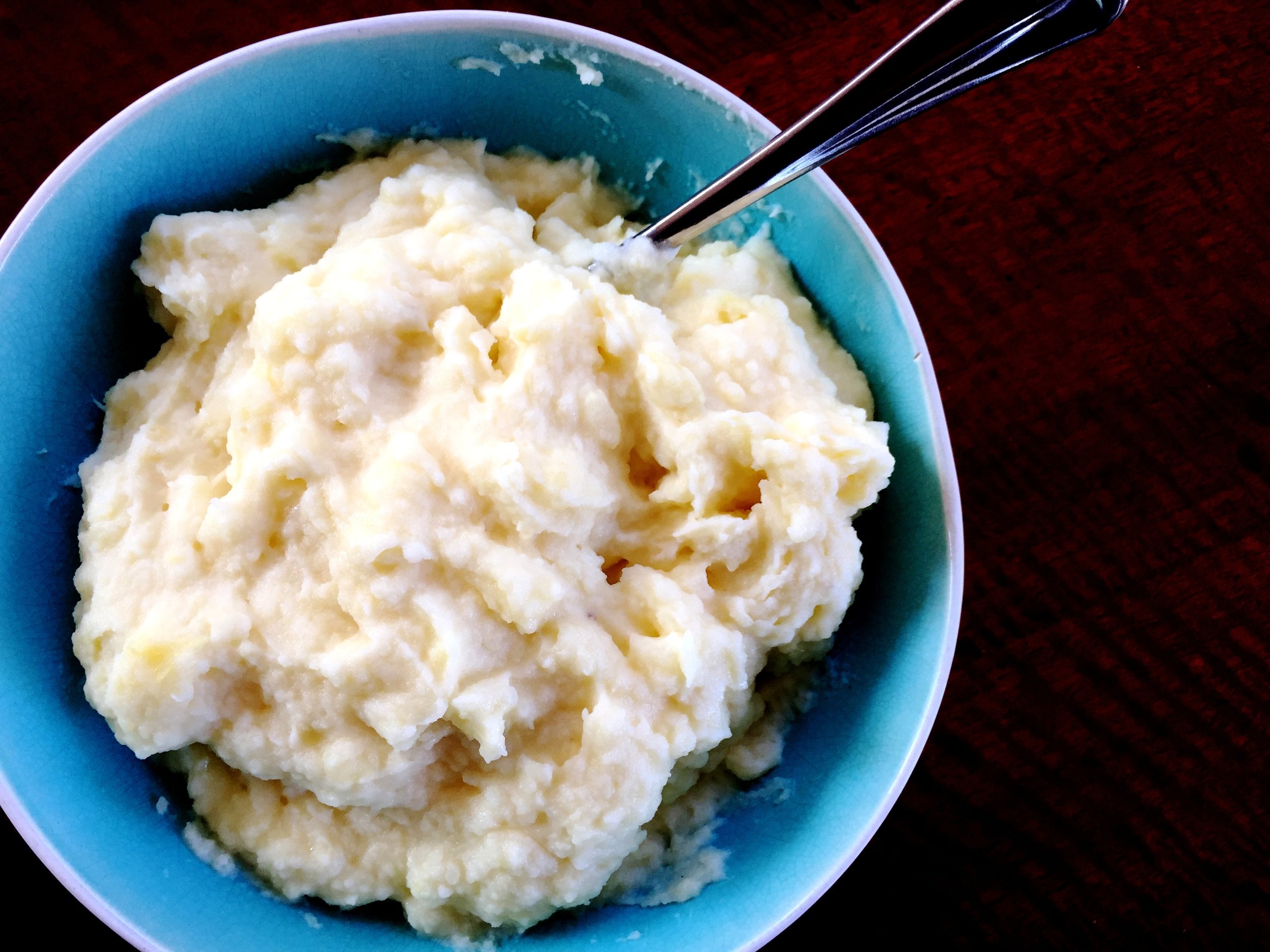 Creamy Garlic Mashed Potatoes made in the Adventure Kitchen.