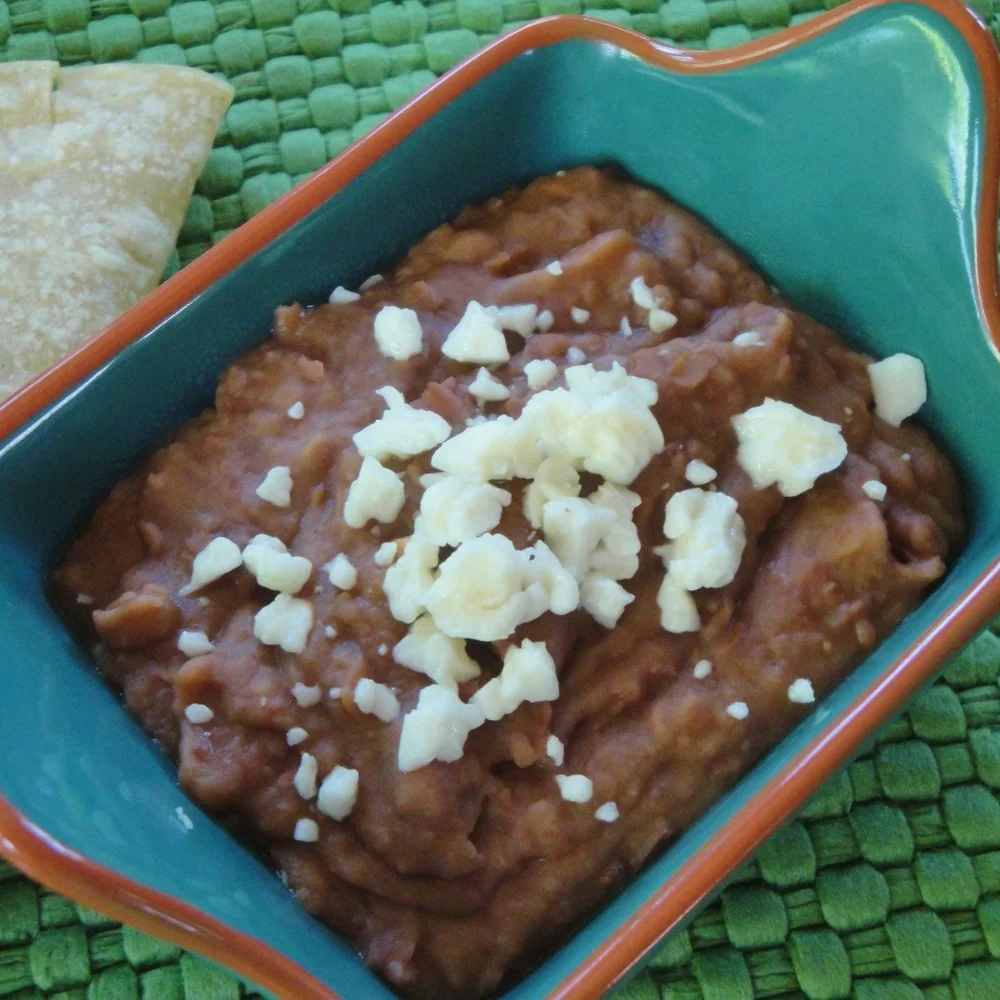 Refried Beans made in the Adventure Kitchen, served with warm corn tortillas