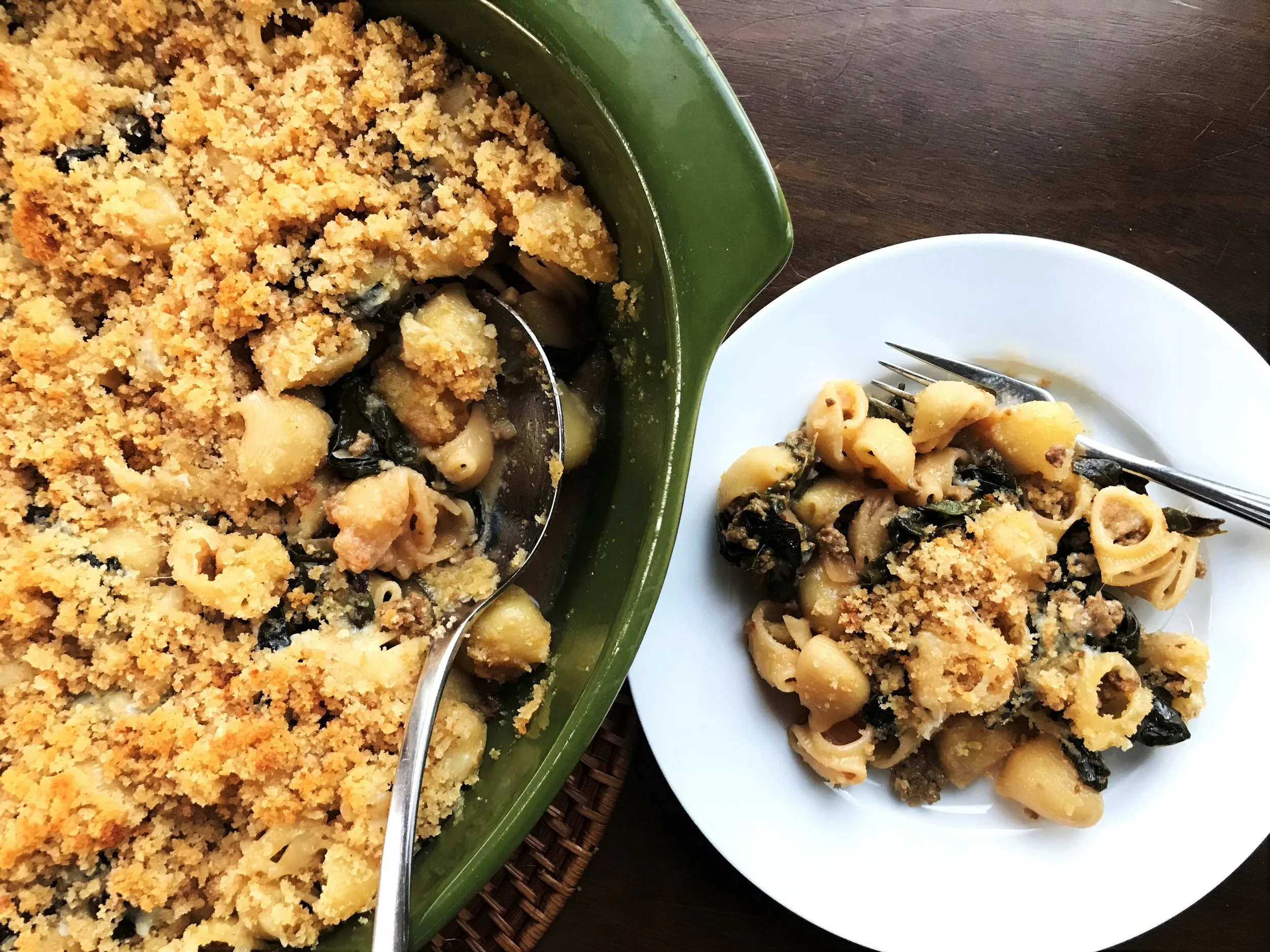 Beer-Simmered Beef and Gruyere Casserole made in the Adventure Kitchen.