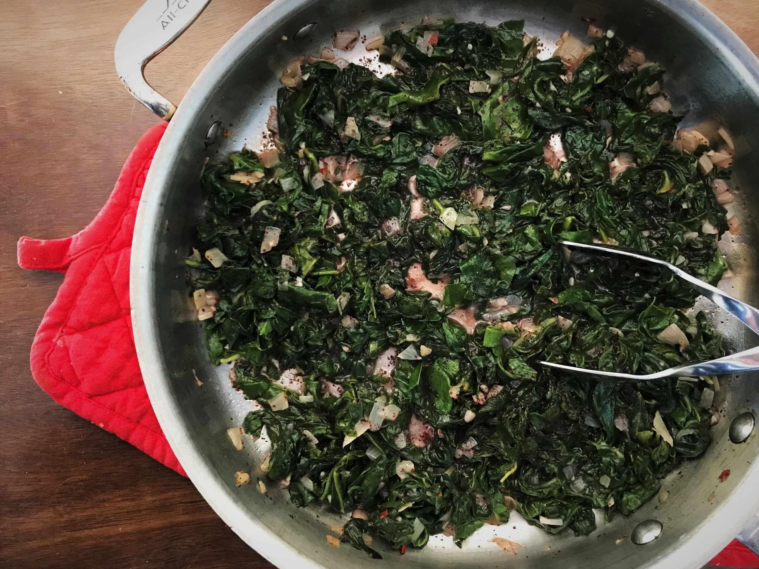 Spicy Sumac Chard made in the Adventure Kitchen.