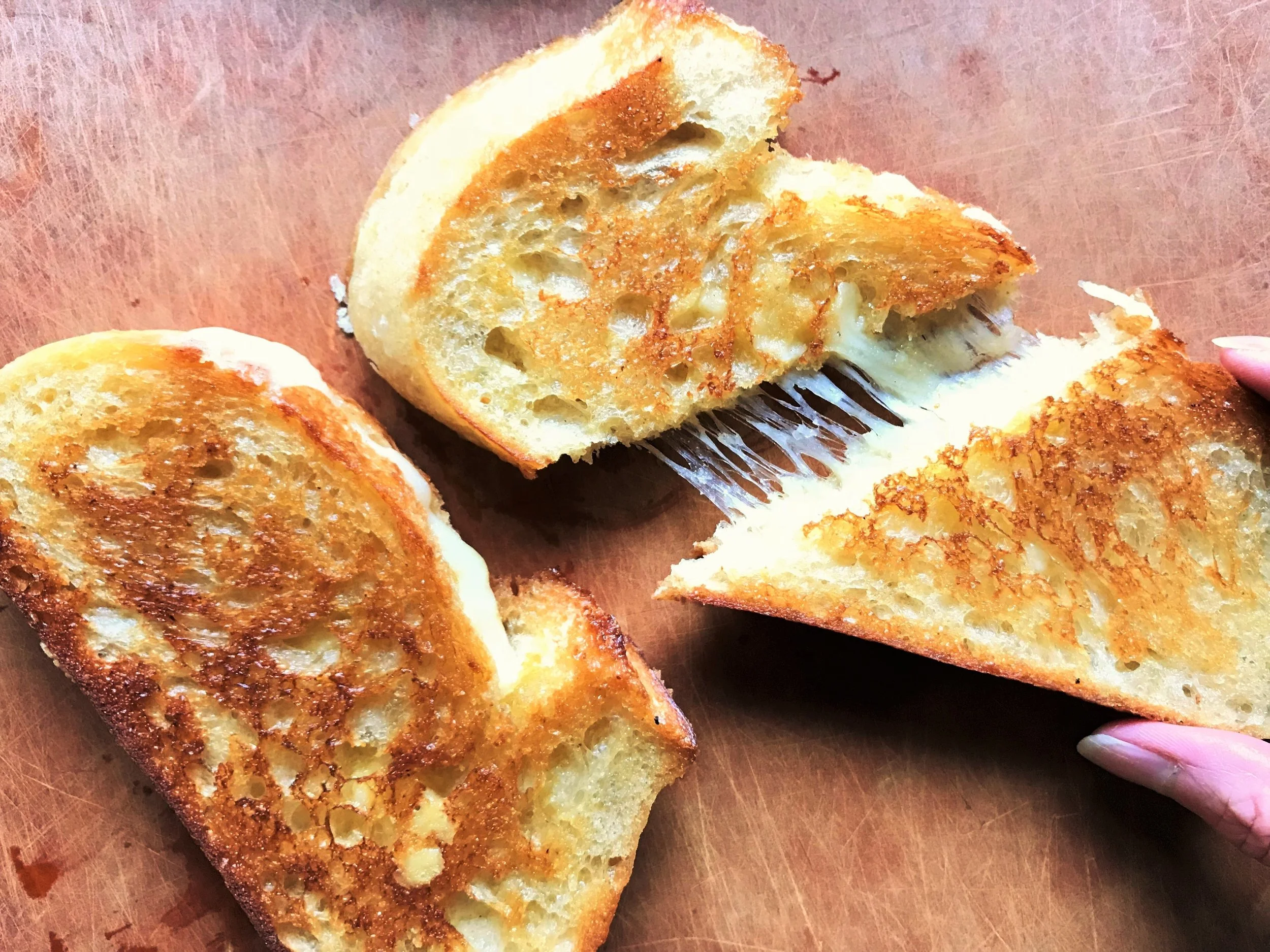 Gruyere Grilled Cheese sandwich made in the Adventure Kitchen.