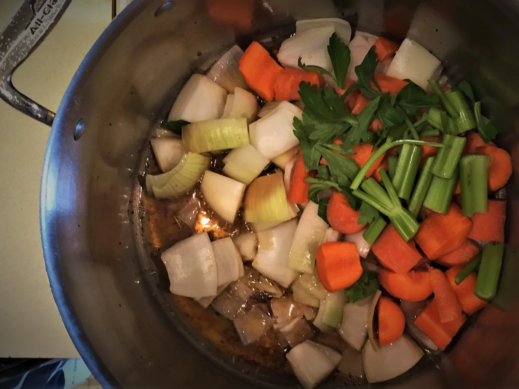 Rich Chicken Stock in progress in the Adventure Kitchen.