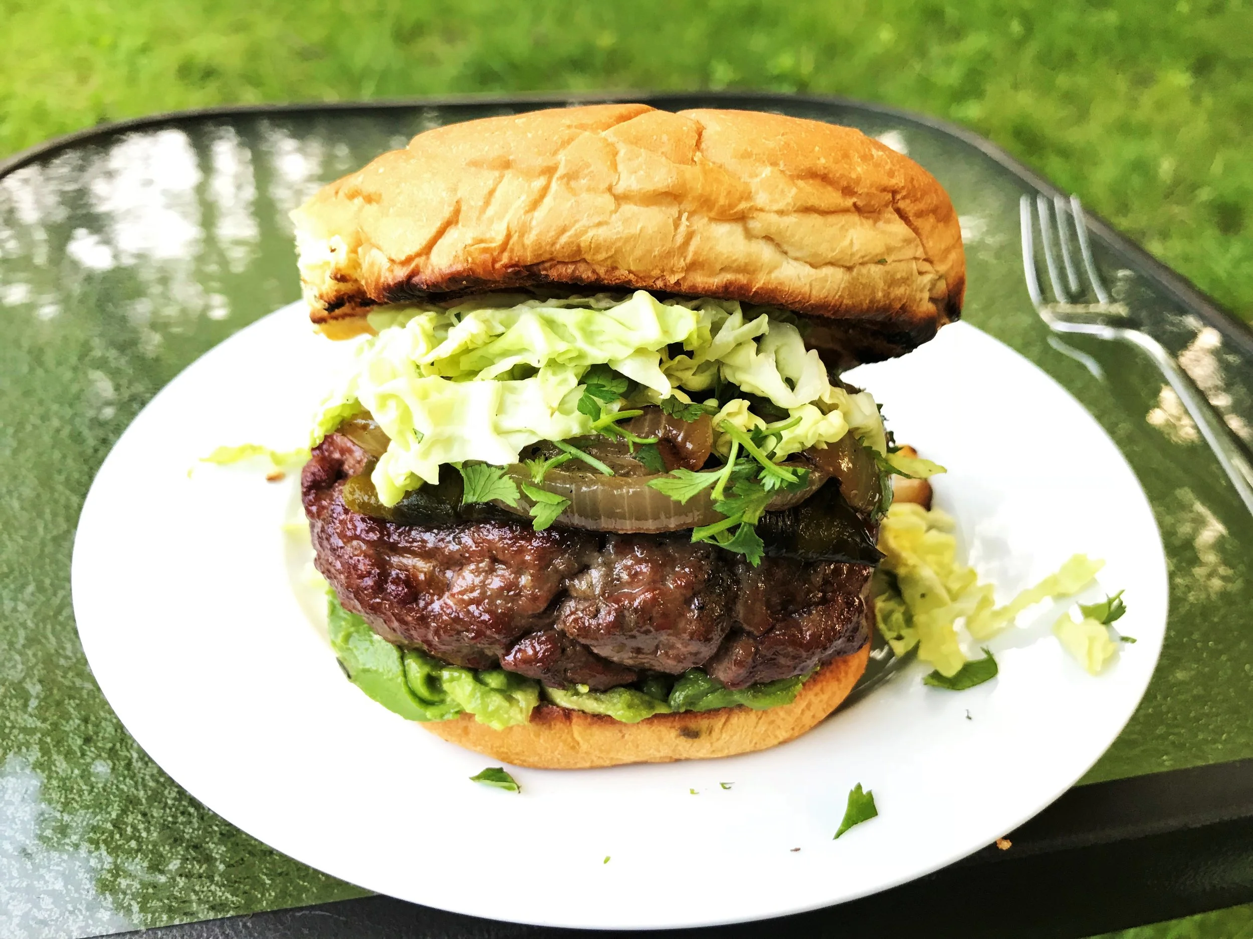 Mexican Stuffed Burger made in the Adventure Kitchen.