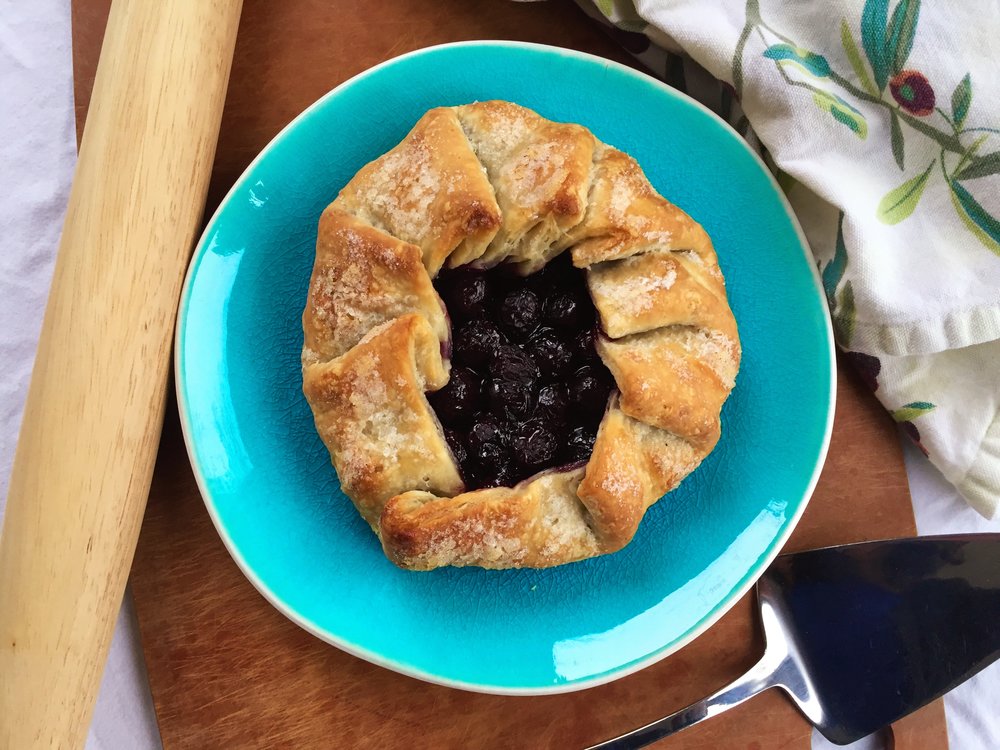 Lavender Cherry Galette made in the Adventure Kitchen.