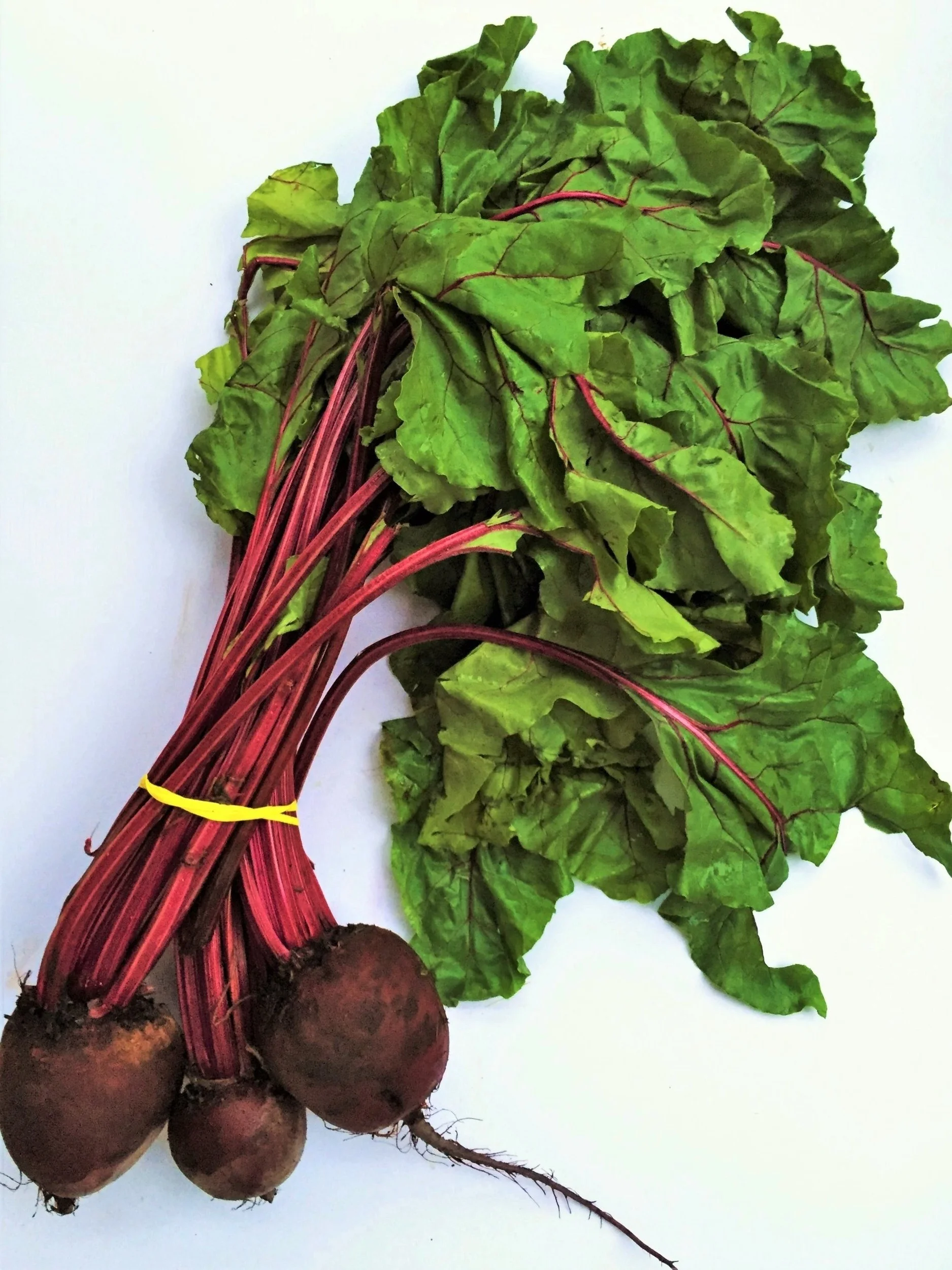 Red beets with greens from my CSA this summer.