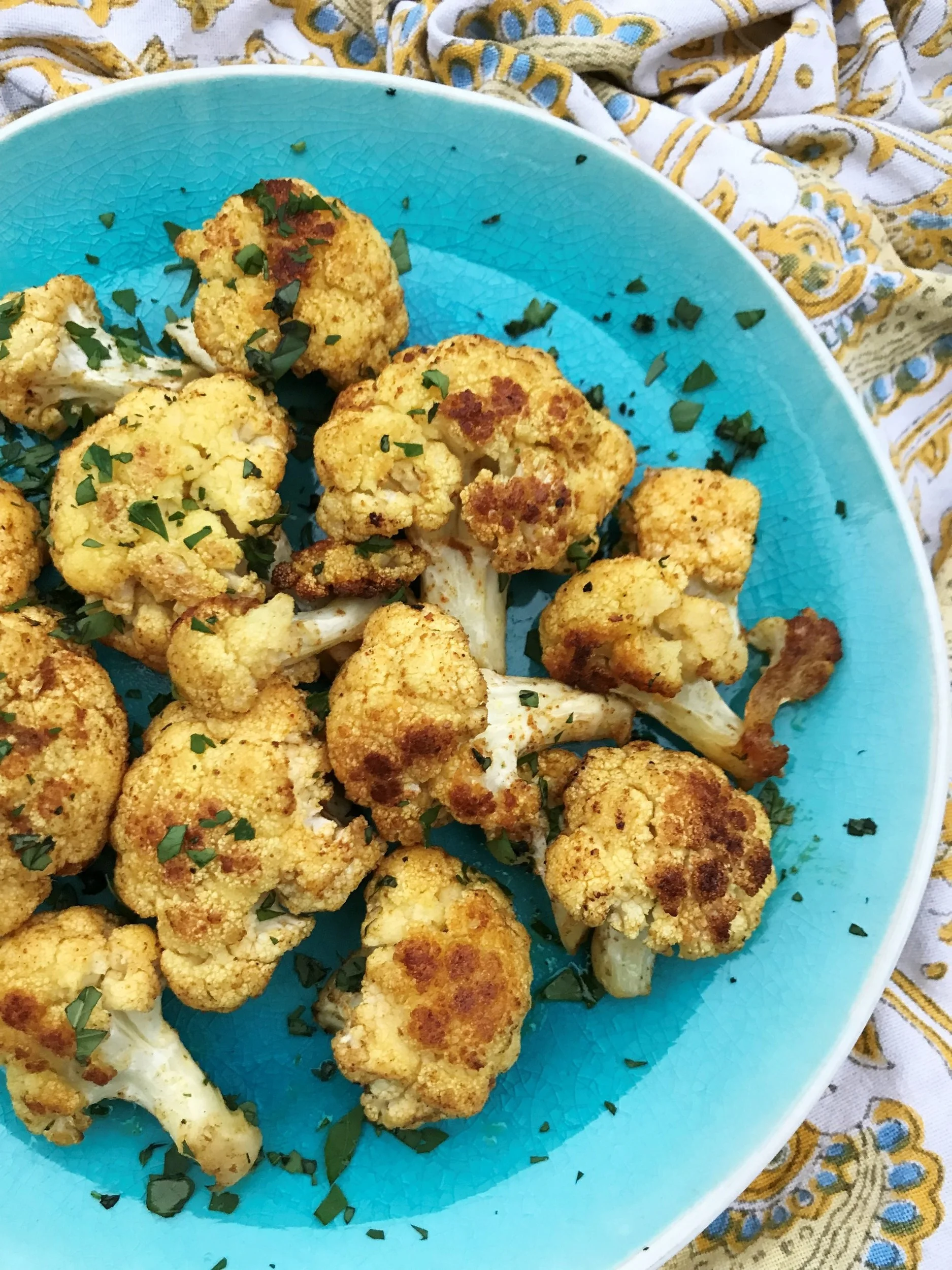 Roasted Turmeric-Spiced Cauliflower made in the Adventure Kitchen.