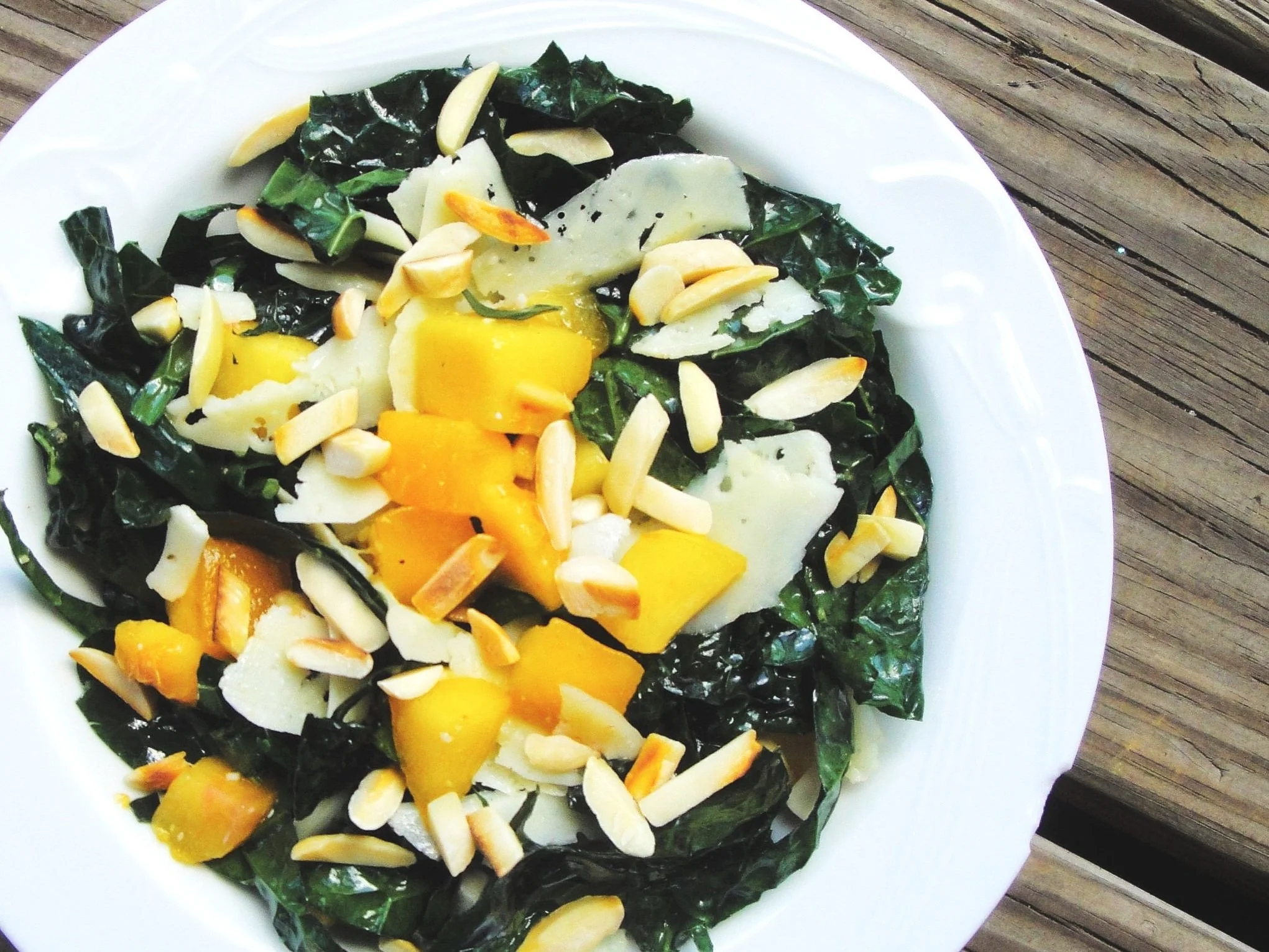 Lemon-Kale Chiffonade Salad with Summer Fruit