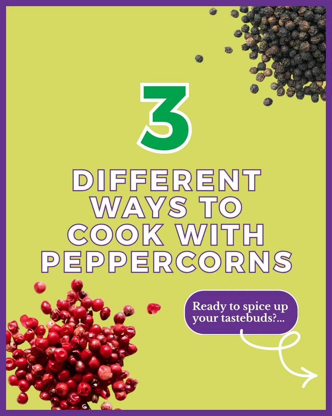 You bought the peppercorns. Now what? 👀

Here are three very good places to start:
🧀 Chard &amp; Mushroom Gruy&egrave;re Galette with Pink Peppercorns
🍹 Fizzy Peppercorn-Bay Gin Lemonade
🍗 Chicken Adobo

Different peppercorns, different recipes, 