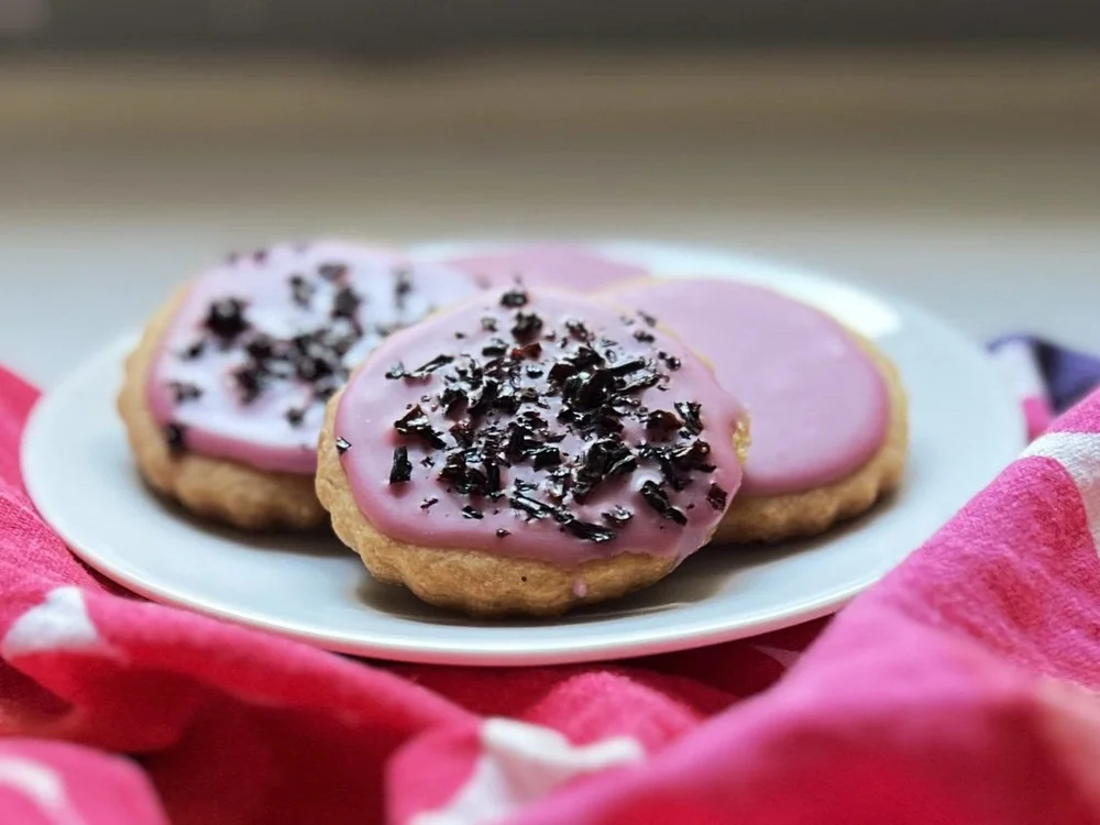 Hibiscus Cookie Glaze with Candied Hibiscus Flowers — Adventure Kitchen