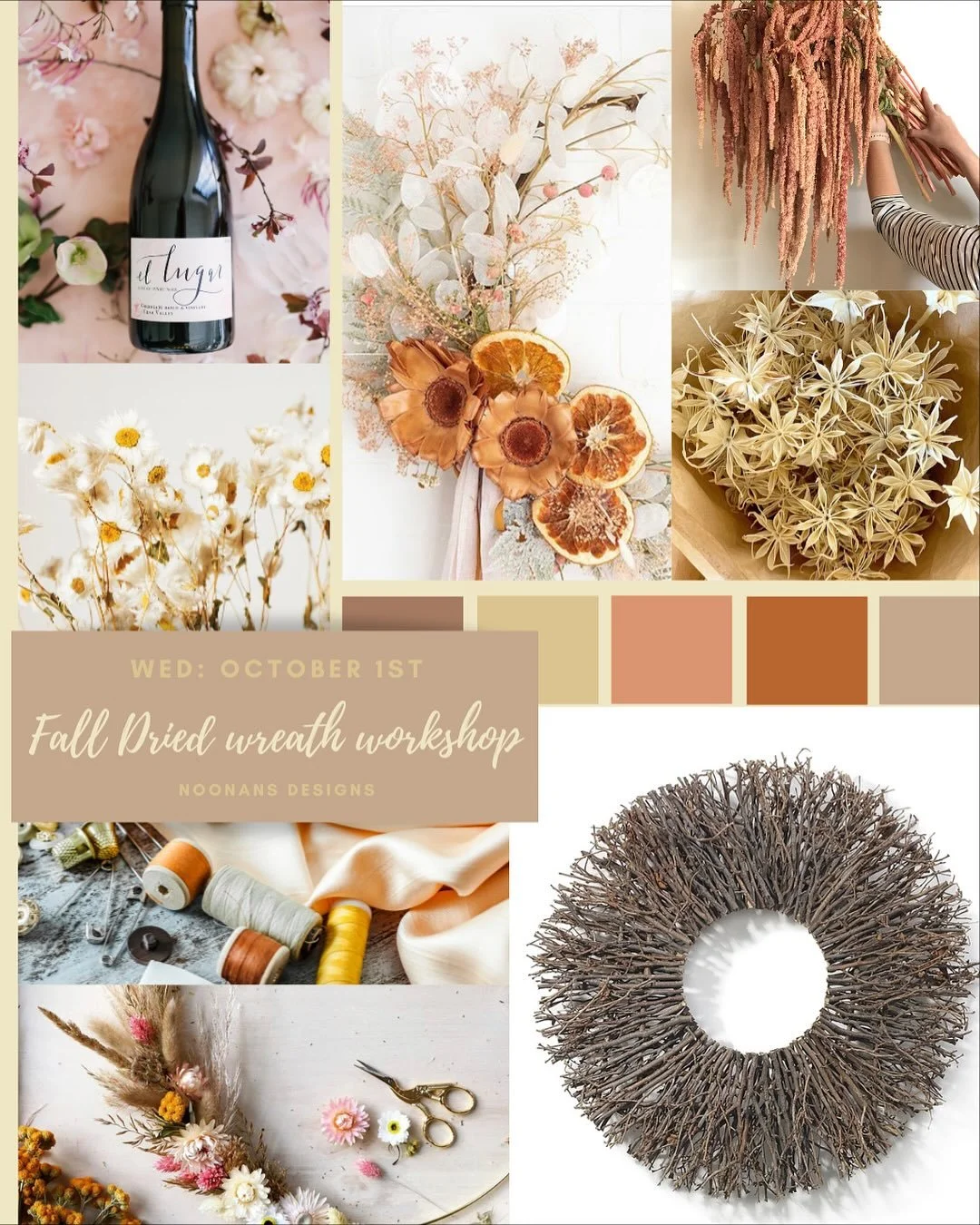 🍂 Fall Wreath Workshop at El Lugar 🍷
We’re teaming up with @noonansdesigns for a cozy, creative evening at the tasting room! ✨
Join us Wednesday, October 1st | 5–7 PM for a hands-on workshop where you’ll design your own beautifu