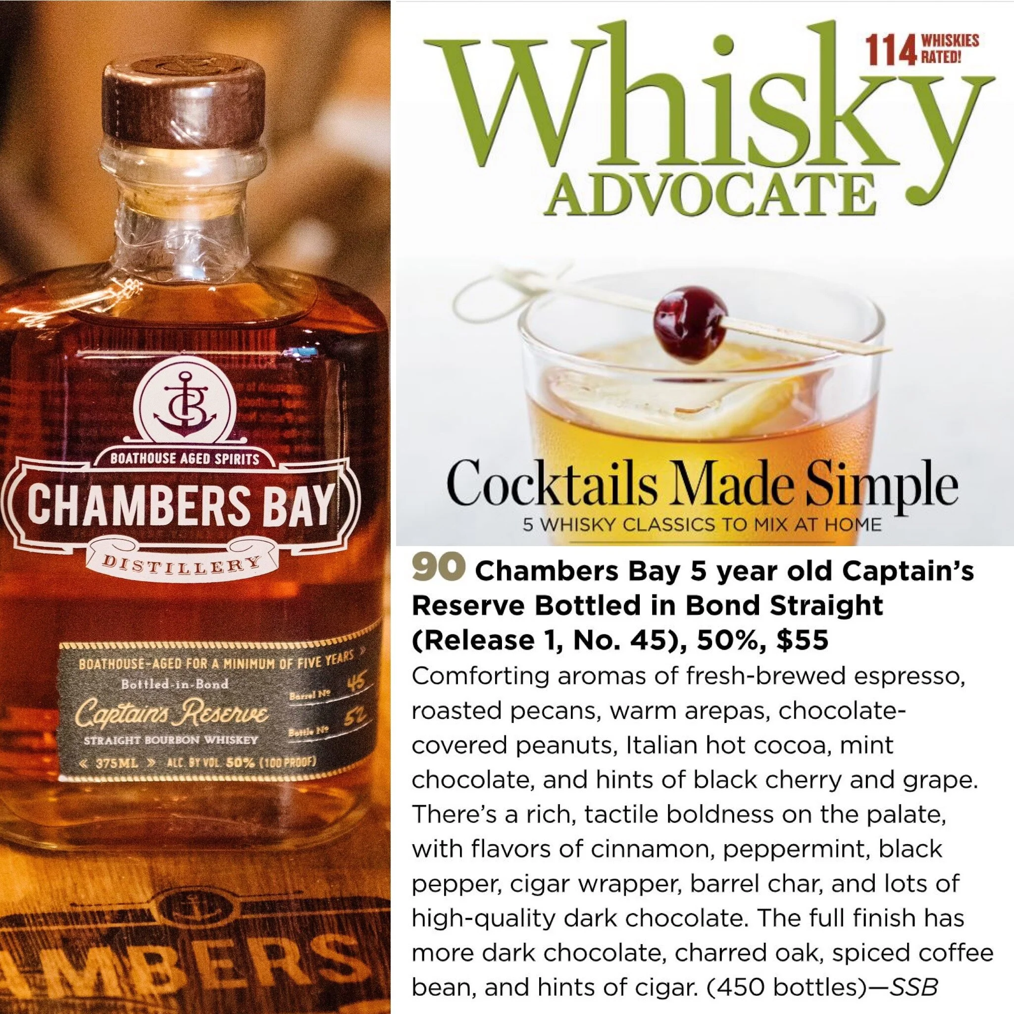 Whisky Advocate Rates Captain's Reserve 90 Points