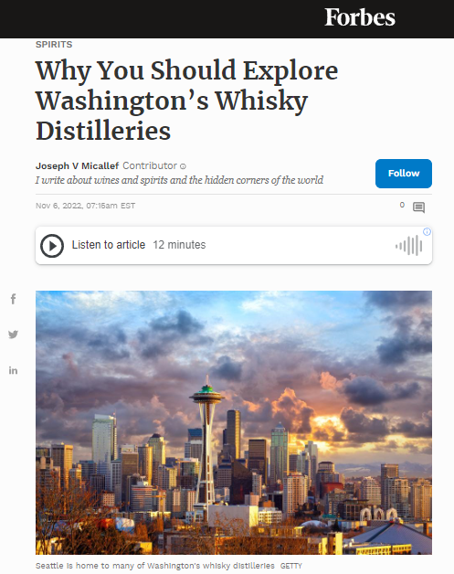 Why You Should Explore Washington’s Whisky Distilleries