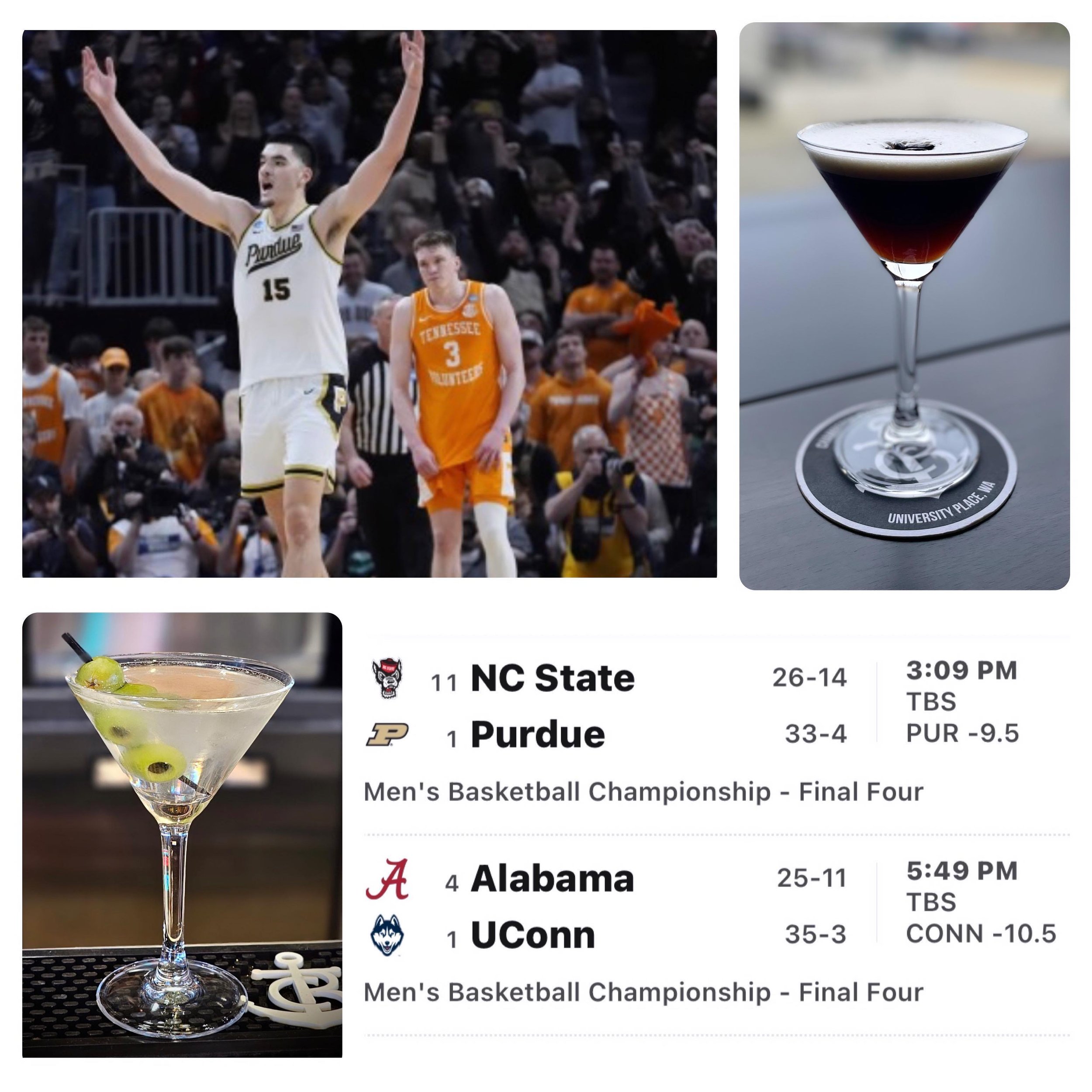 Join us for some NCAA final four basketball, craft cocktails, and tasty bites today. 🏀 🍸 🥨 🍕 We&rsquo;ll be open until 10pm. Cheers! 
&hellip;
3610 Bridgeport Way W
University Place, WA 98466
&hellip;
#CraftCocktails #MarchMadness #Vodka #Gin #Bo