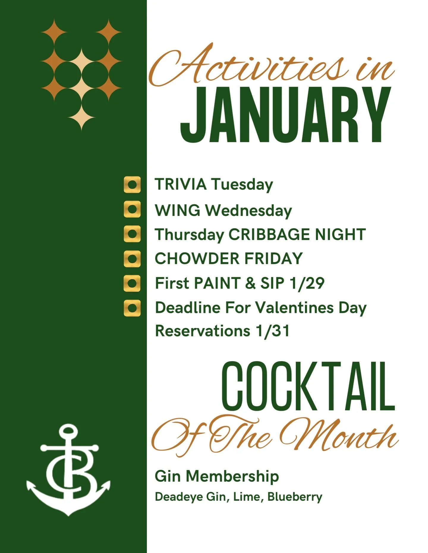 Join us in January. We have a busy month. Cheers!