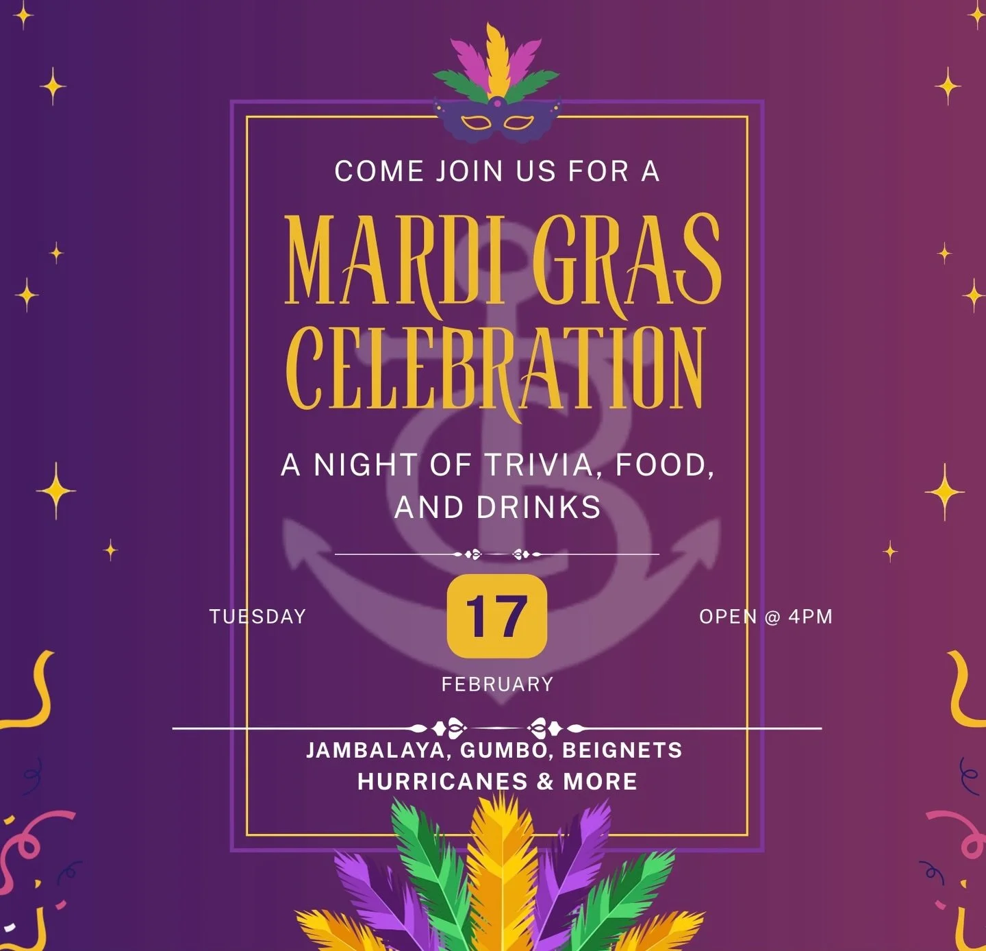 Join us for a special trivia night on Tuesday, Feb. 17th. Gumbo, Jambalaya and beignets 😋  plus sazerac and hurricane cocktails!🍹 
&hellip;
3610 BRIDGEPORT WAY W 
&hellip;
#MardiGras #Sazerac #ChambersBay #Trivia #Bourbon