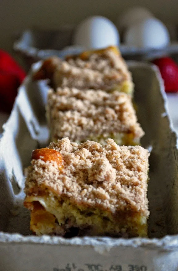 Strawberry and Peach Cornmeal Coffee Cake
