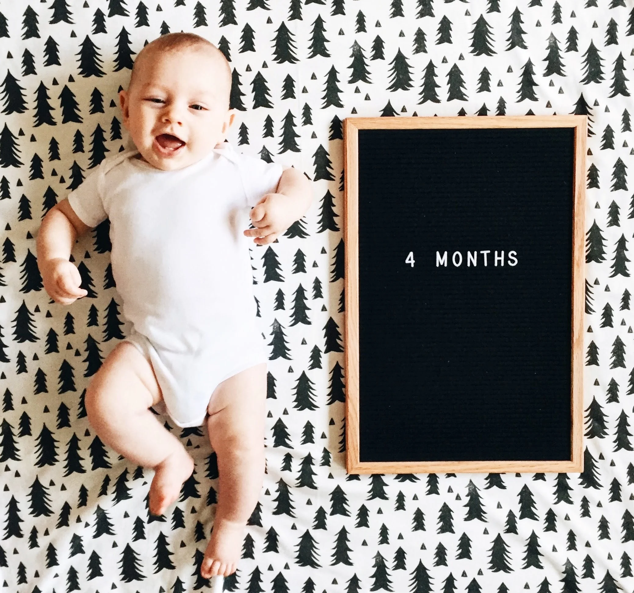 This boy. It’s crazy how much more it feels like I know him over this past month! He’s a passionate, LOUD little guy. Whether he’s happy, sad, tired, or bored, you will be sure to know it right away! (We did a quiz that named him a “spirited baby” haha That’s about right!) He has TWO bottom teeth – if you zoom in you can see them poking out of that cute, little grin! (And yes, I know what you’re thinking “OUCH!” and you are right!) He goes through about 5 bibs a day - possibly more. You will most likely find him with a fist full of hair, or your face, or whatever else he can find to grasp and then proceed to put in his mouth. His favorite is chewing on his thumb. He’s pretty easy to make smile and laugh, especially if you talk to him in a ridiculous voice, that makes you feel, well, ridiculous. But it’s always worth it. He still has the loudest farts on the block and is now making fart noises with his mouth too. But, probably my favorite thing this month is the way he “talks” himself to sleep, it’s very loud and theatric and absolutely adorable. That or his occasional snort while laughing! Getting to know you is so much fun Gideon! (3-6 month onesie )