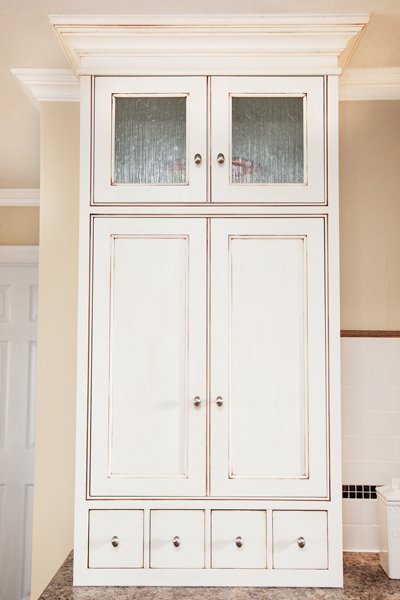 Distressed White kitchen Cabinet
