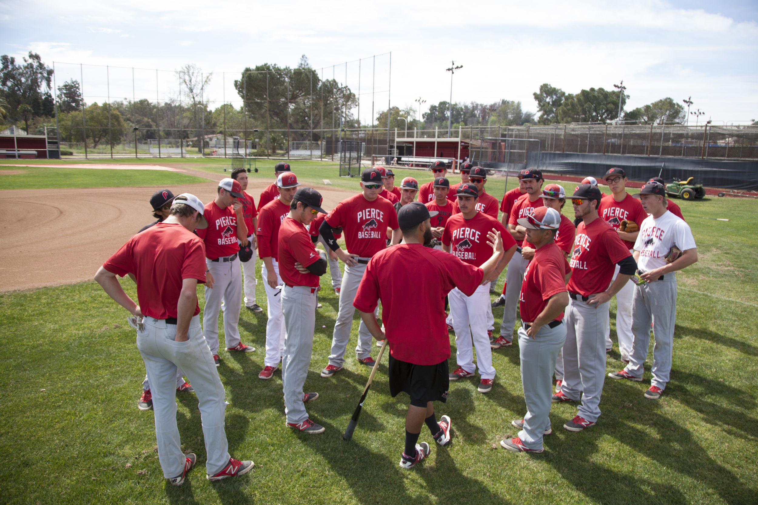  Assistant coach Willie Cabrera, center, meets with members of Pierce College's baseball team on Tuesday, March 10, 2015,&nbsp;to talk about the upcoming games the team will play for the semester. Woodland Hills, Calif.  Read the full story  here  