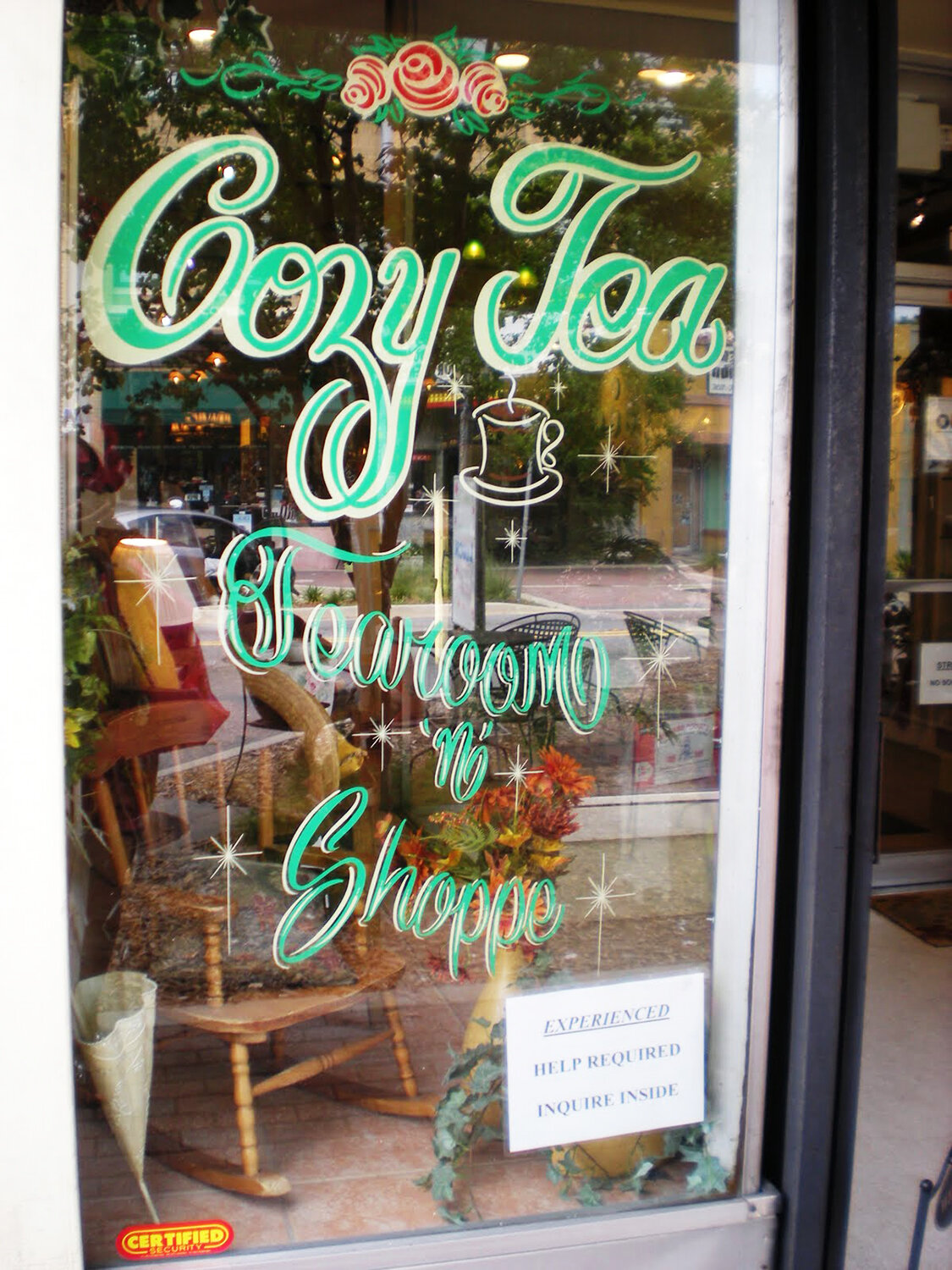  Cozy Tea's very first window sign painted by our good friend T.J, thank you T.J.! 