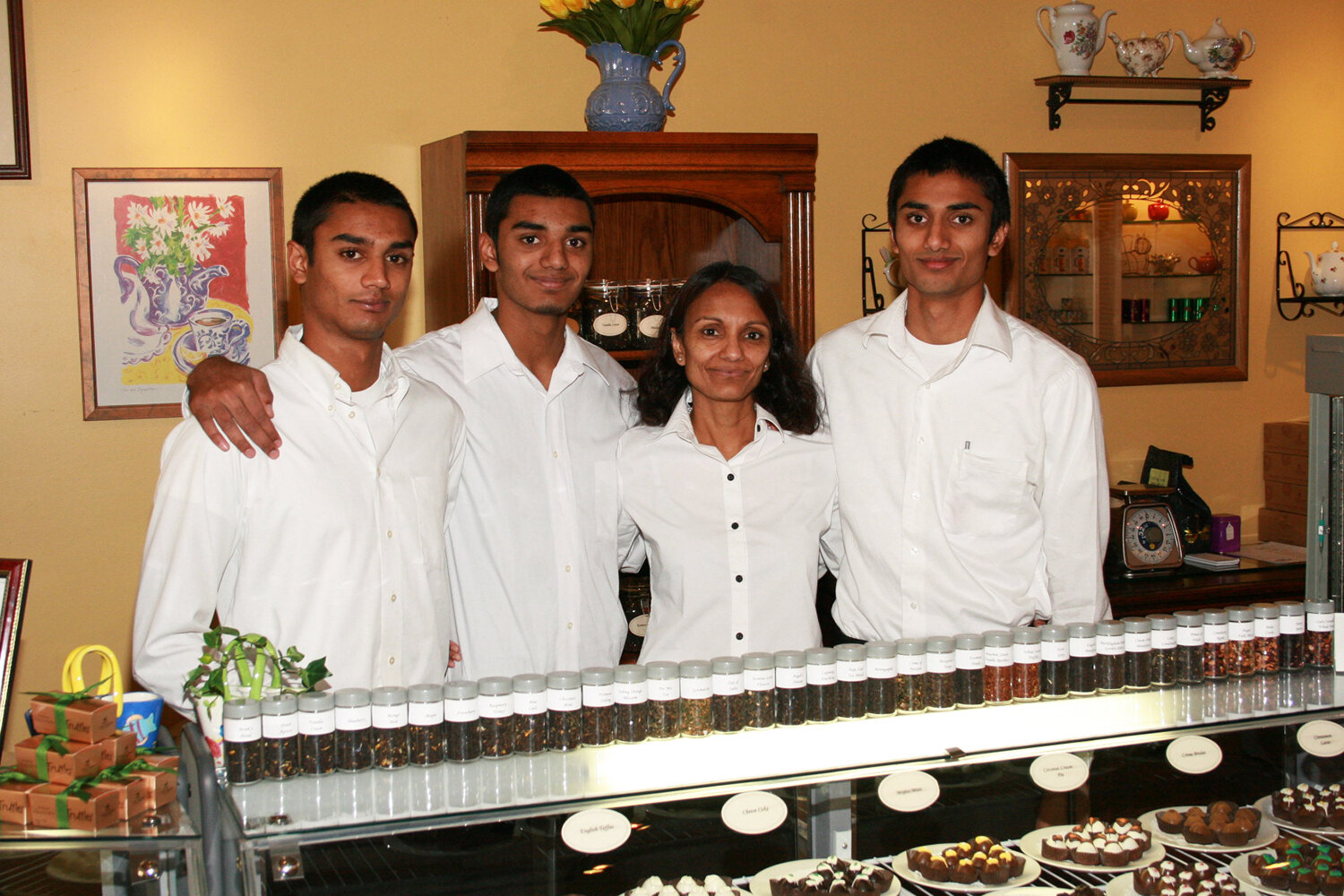  Shika Patel and her sons during the early days of Cozy Tea. 