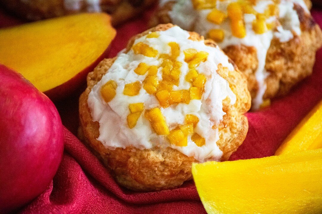 Our second Subscription Box scone flavor this month is.....Mango Mango! 🥭🥭 😄

Made from scratch with a mango puree and topped with little chunks of freshly cut mangoes,  this is the perfect scone to start off your Summer 2021! 😎 ☀️
.
.
.
.
.
#man