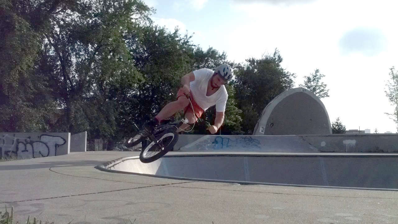 Catching some air on my BMX.
