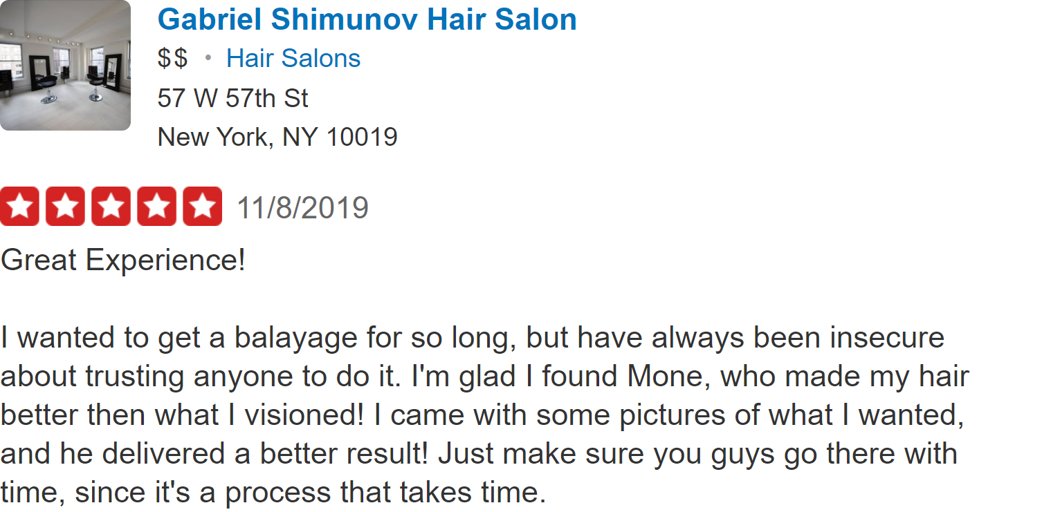 Testimonials Gabriel Shimunov Hair Salon